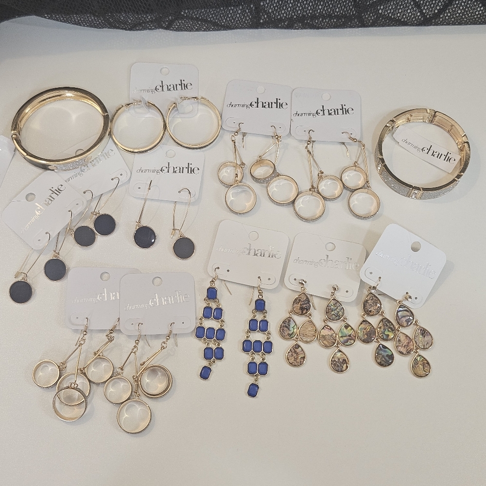 Resellers Bundle Charming Charlie Fashion Jewelry 13 Pieces Earrings & Bracelets